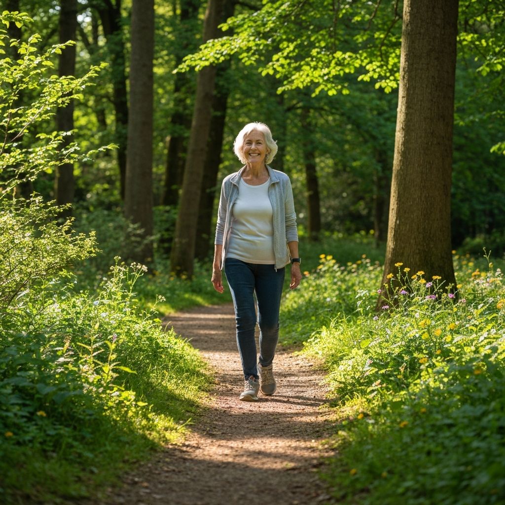Person engaging in outdoor physical activity in nature